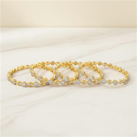 Cubic Zirconia Classic Bangles With Rhodium 2 Tone Plating || 439465