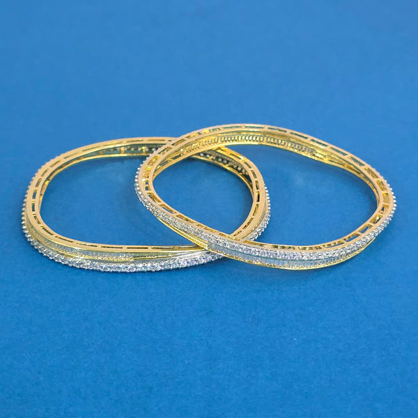 Cubic Zirconia Classic Bangles With 2 Tone Plating -(2x6) || 439745