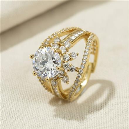 Cz Adjustable Ring With 2 Tone Mehndi Rhodium Plating || 441685