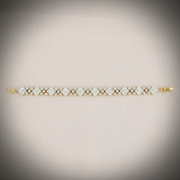 Cz Classic Bracelet With 2 Tone Mehndi Rhodium Plating || 441691