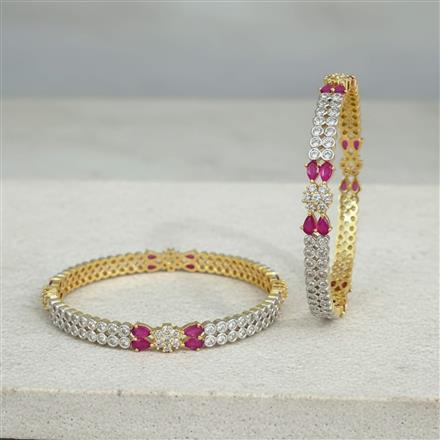 Cz Classic Bangles With 2 Tone Plating - (2x6) || 442185