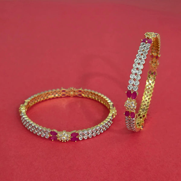 Cz Classic Bangles With 2 Tone Plating - (2x6) || 442185