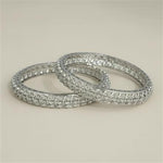 Cz Classic Bangles With Rhodium Plating (2x6) || 442222