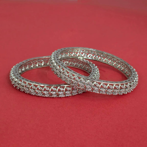 Cz Classic Bangles With Rhodium Plating (2x6) || 442222