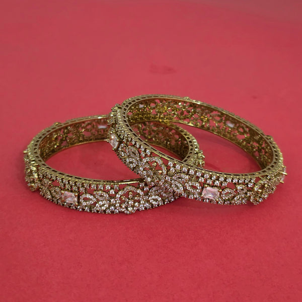 Cz Classic Bangles With Mehndi Plating (2x6) || 442301