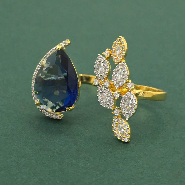 Cz Adjustable Ring With 2 Tone Plating || 442435