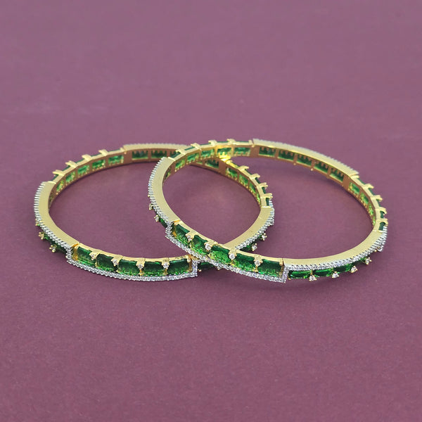 Cz Classic Bangles With 2 Tone Plating (2x6) || 442675