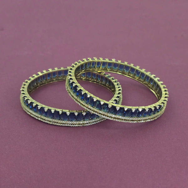 Cz Classic Bangles With Mehndi Plating (2x6) || 442676