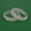 Cz Openable Bangles With Rhodium Plating (2x6) || 442709