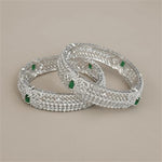 Cz Openable Bangles With Rhodium Plating (2x6) || 442709