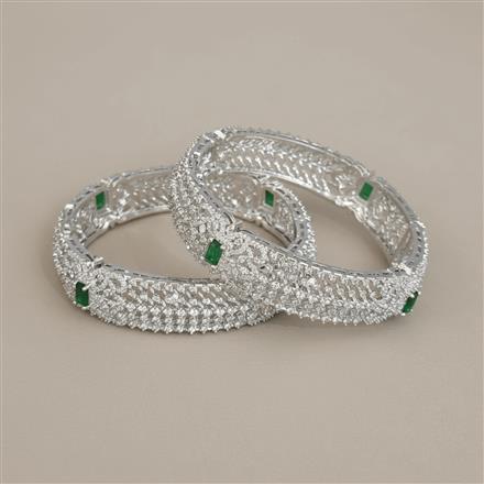Cz Openable Bangles With Rhodium Plating (2x6) || 442709