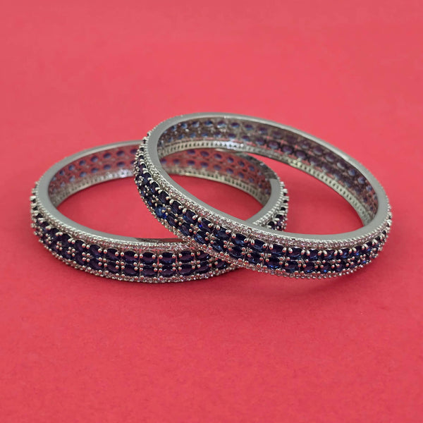 Cubic Zirconia Classic Bangles With Rhodium Plating - (2x6) || 442784