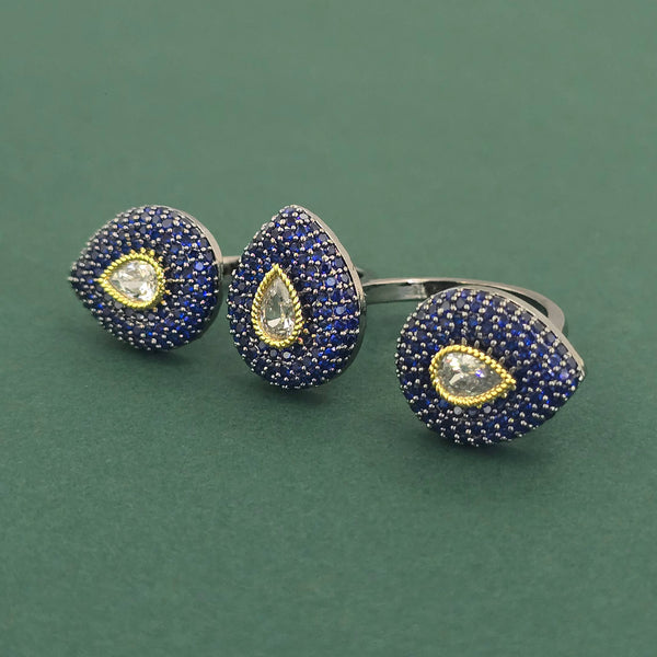 Cz Adjustable Ring With Black Plating || 442813