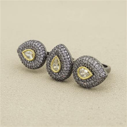 Cz Adjustable Ring With Black Plating || 442813