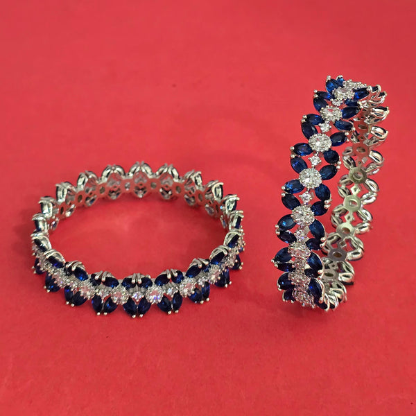 Cz Classic Bangles With Rhodium Plating (2x6) || 442852