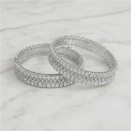 Cubic Zirconia Openable Bangles With Rhodium Plating (2x6) || 443030