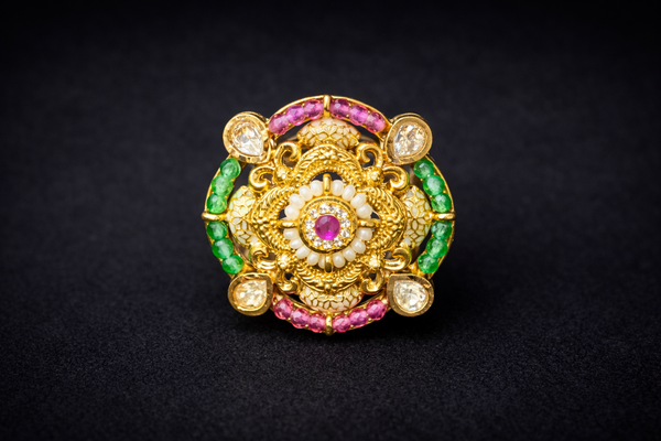 Antique Adjustable Ring With Matte Gold Plating || 227628