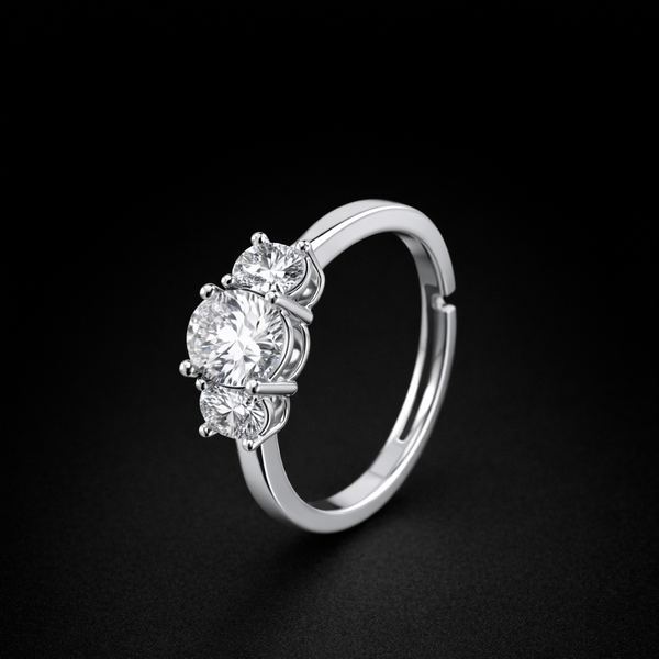 Cz Adjustable Ring With 2 Tone Rhodium Plating || 440856