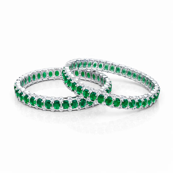 Cubic Zirconia Classic Bangles With Rhodium Plating (2x6) || 438734