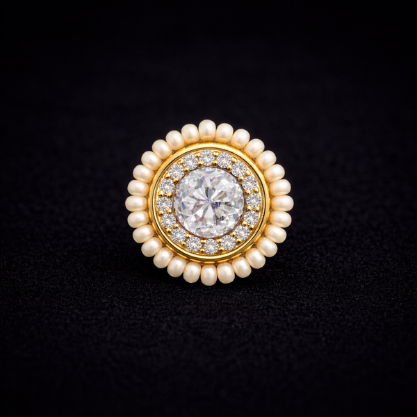 Antique Moti Nose Ring With Gold Plating || 230341