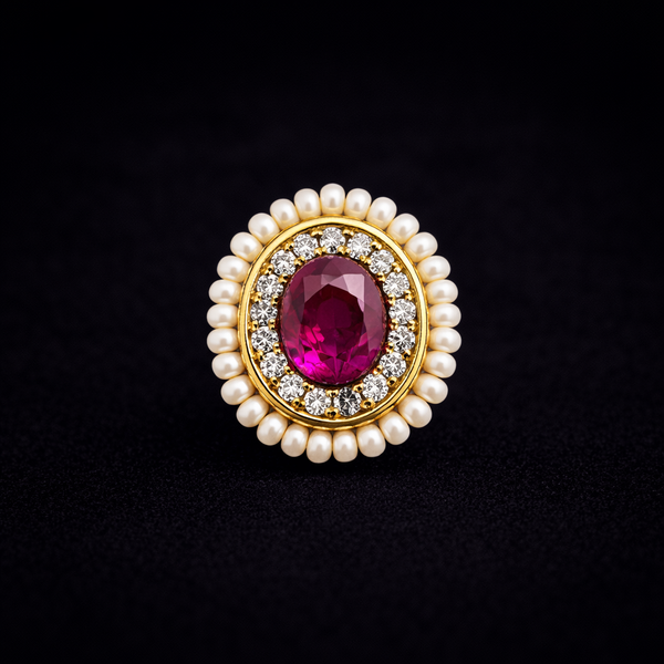 Antique Moti Nose Ring With Gold Plating || 230344