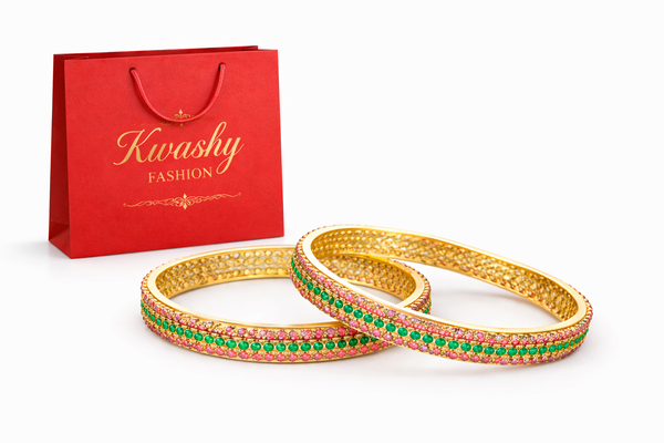 Cubic Zirconia Classic Bangles With Gold Plating || 430446