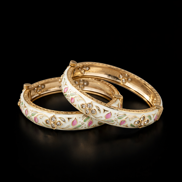 Kundan Openable Bangles With Carat Gold Plating (2X6) || 303418