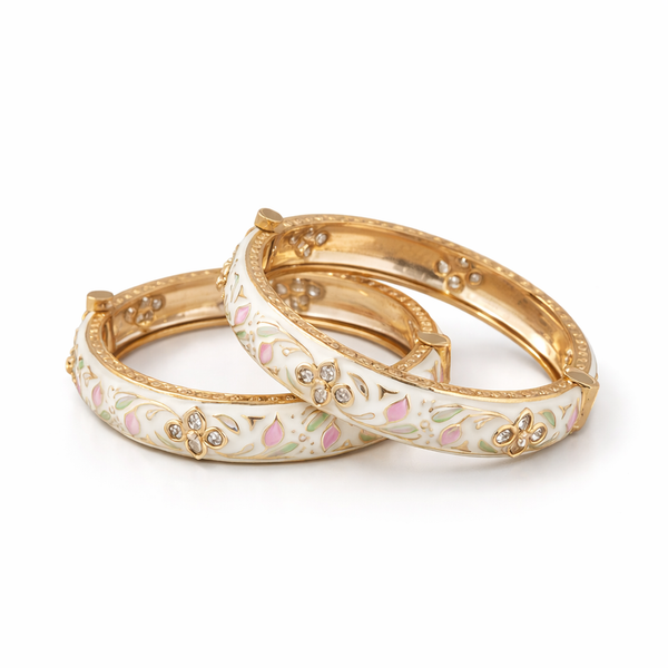 Kundan Openable Bangles With Carat Gold Plating (2X6) || 303418