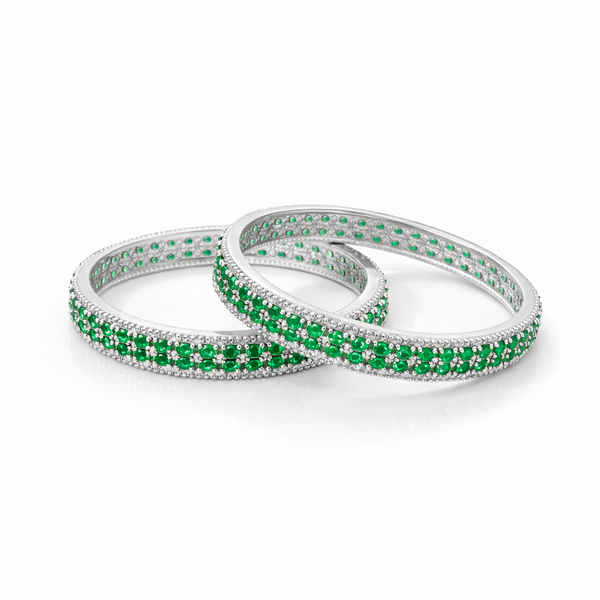 Cubic Zirconia Classic Bangles With Rhodium Plating (2x6) || 442784