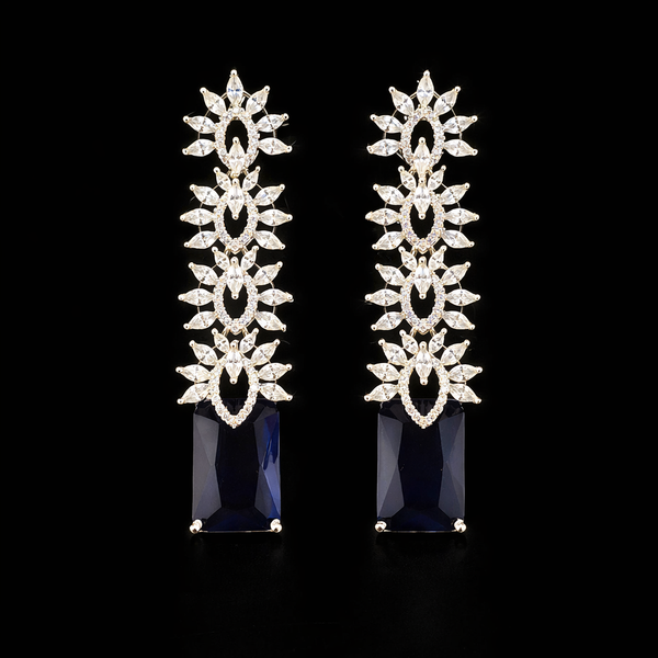 Cz Classic Earring With Rhodium Plating || 442782