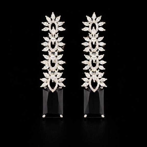 Cz Classic Earring With Rhodium Plating || 442782