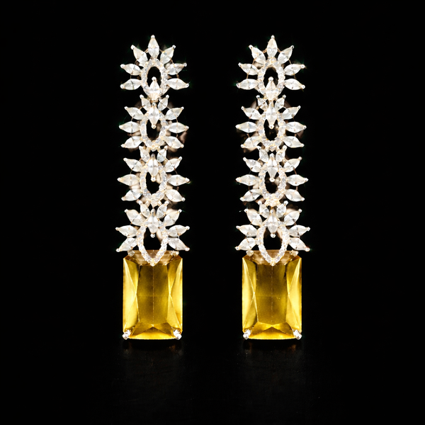 Cz Classic Earring With Rhodium Plating || 442782