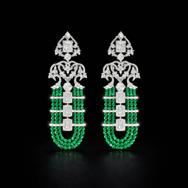 Cz Classic Earring With Rhodium Plating || 442601