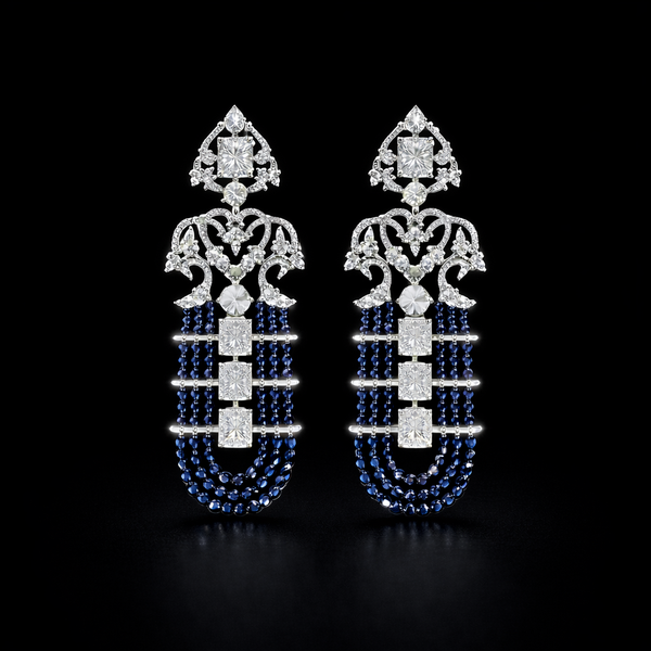 Cz Classic Earring With Rhodium Plating || 442601