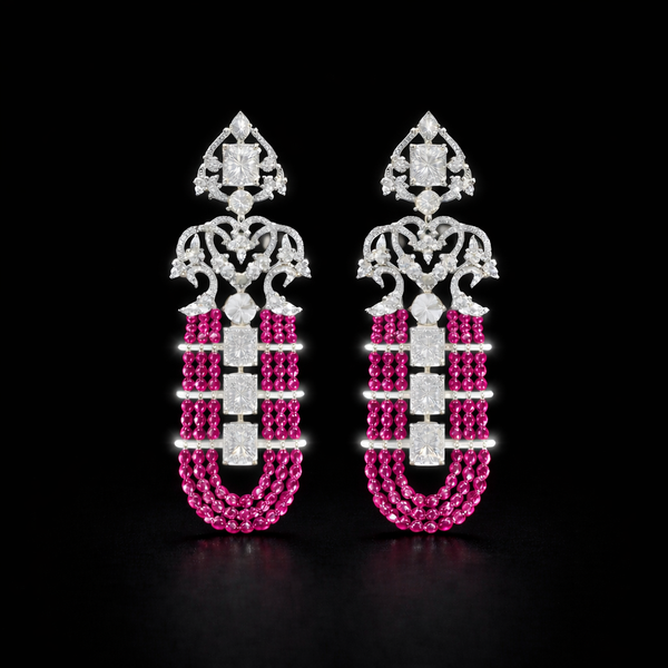 Cz Classic Earring With Rhodium Plating || 442601