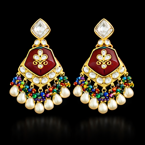 Indo Western Classic Earring With Mehndi Plating || 112292