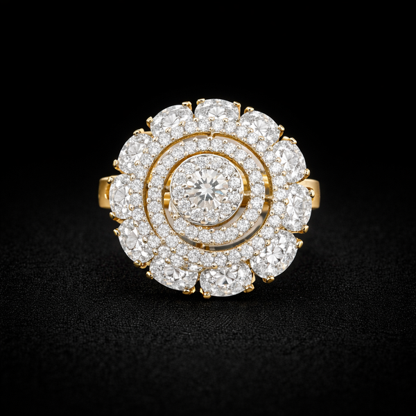 American Diamond Adjustable Ring With 2 Tone Plating || 441900