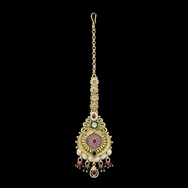Antique Meenakari Tikka With Matte Gold Plating || 227196