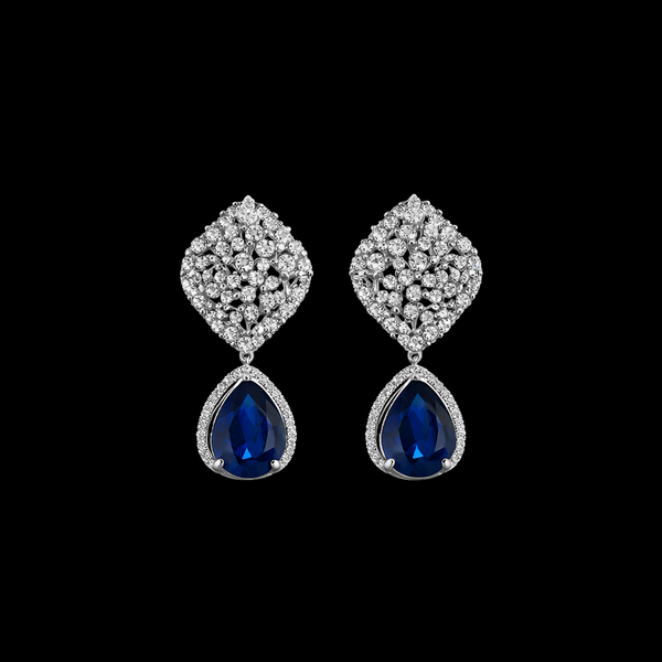 Cz Classic Earring With Rhodium Plating || 442098