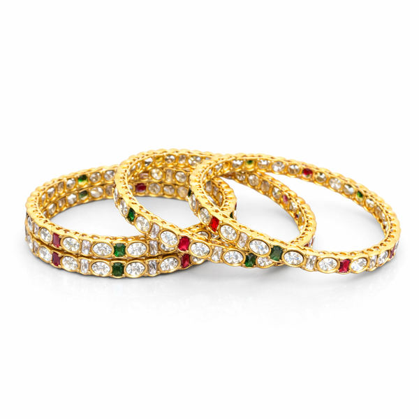 Kundan Classic Bangles With Gold Plating (2x8 ) || 303114