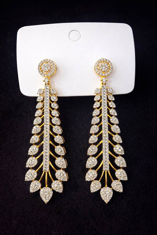 Cubic Zirconia Classic Earring With Carat Rhodium 2 Tone Plating || 441172