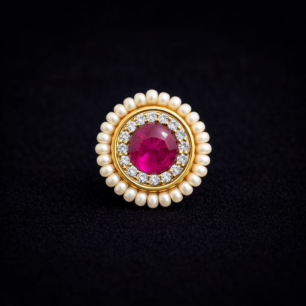 Antique Moti Nose Ring With Gold Plating || 230341